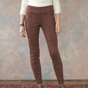 Sundance Luxe Dream Faux Suede Leggings Size 10, Brown, Ankle Zip, Panel Detail
